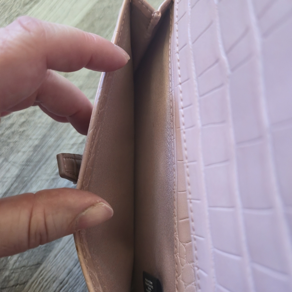Love & Lore Pink Croc Embossed Continental Clutch Wallet Vegan Faux Leather - Picture 9 of 16